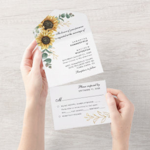 Invitation Tout En Un Tournesol Eucalyptus Vert Mariage floral