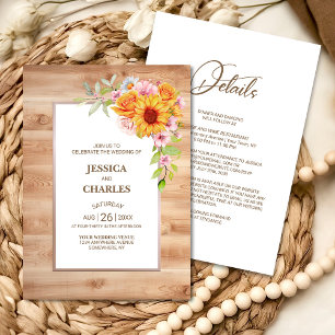 Invitation Tout en un tournesol Floral Mariage