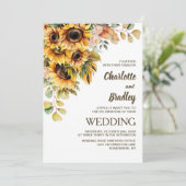 Invitation Tout en un tournesol Mariage Floral (Debout devant)