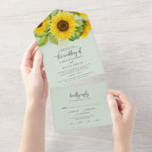 Invitation Tout En Un Tournesol | Mariage Mint Tout en un (Déchirure)