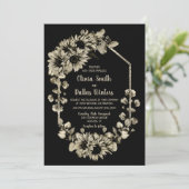 Invitation Tout en un tournesol Mariage noir (Debout devant)