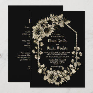 Invitation Tout en un tournesol Mariage noir