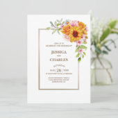 Invitation Tout en un tournesol rose Mariage floral (Debout devant)