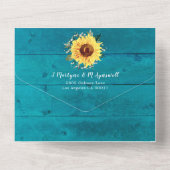 Invitation Tout En Un Tournesol Rustique Babys Respirer Frontière Aqua M (Verso)