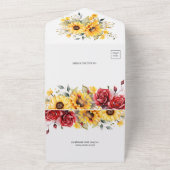 Invitation Tout En Un Tournesol Rustique Et Mariage Rose Rouge (Dehors)