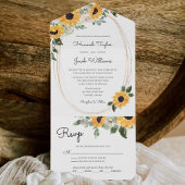 Invitation Tout En Un Tournesol rustique et verdure avec Mariage RSVP