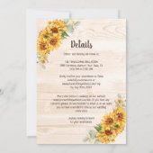 Invitation Tout en un tournesol rustique Mariage en bois d'éc (Dos)