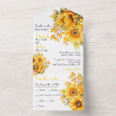Invitation Tout En Un Tournesol rustique, mariage jaune (À l'intérieur)