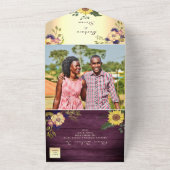 Invitation Tout En Un Tournesol rustique violet Mariage (Dehors)