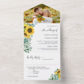 Invitation Tout En Un Tournesol vert Eucalyptus Mariage Photo (À l'intérieur)