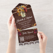 Invitation Tout En Un Tournesols de Bourgogne Pot en grès Code QR Bois M (Déchirure)