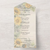 Invitation Tout En Un Tournesols et vignes rustiques (À l'intérieur)