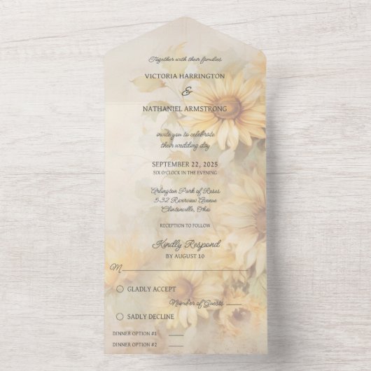 Invitation Tout En Un Tournesols Rustiques (À l'intérieur)