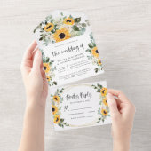 Invitation Tout En Un Tournesols rustiques | Mariage floral aquarelle (Déchirure)