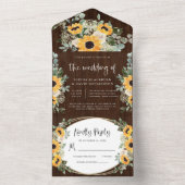 Invitation Tout En Un Tournesols rustiques | Mariage floral aquarelle (À l'intérieur)