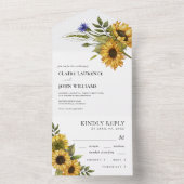 Invitation Tout En Un Tournesols rustiques Style champêtre Mariage d'été (À l'intérieur)