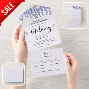Invitation Tout En Un Tout Compris Purple Wisteria Mariage Floral RSVP