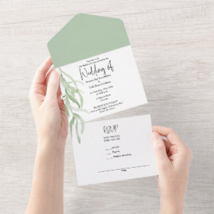 Invitation Tout En Un Tout en un mariage Inviter Watercolor Olive Branch