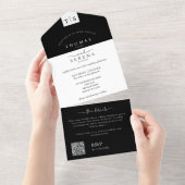 Invitation Tout En Un Tout en un monochrome noir blanc QR Code Mariage (Déchirure)