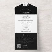 Invitation Tout En Un Tout en un monochrome noir blanc QR Code Mariage (À l'intérieur)