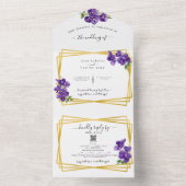 Invitation Tout En Un Tout en un violet profond invite Mariage (À l'intérieur)