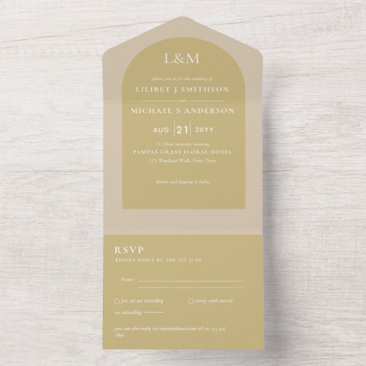 Invitation Tout En Un Tout Inclus Moderne Simple Mariage élégant RSVP (À l'intérieur)