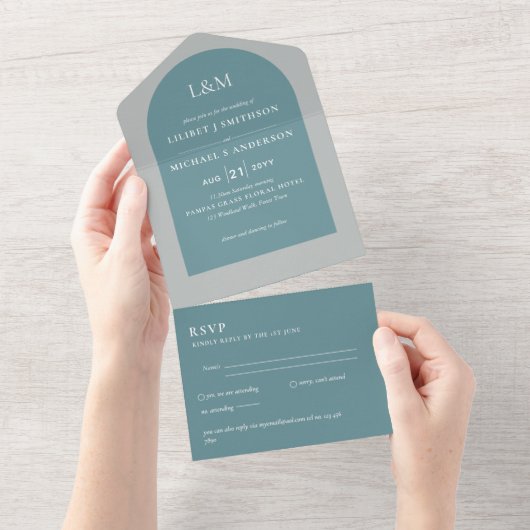 Invitation Tout En Un Tout Inclus Moderne Simple Mariage élégant RSVP (Déchirure)