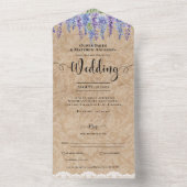 Invitation Tout En Un Tout Inclus Rustique Wisteria Floral Lace Mariage (À l'intérieur)