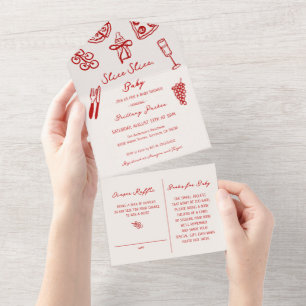Invitation Tout En Un Tranche Tranche Bébé Pizza Baby Shower
