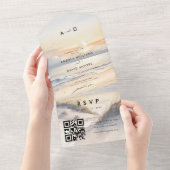 Invitation Tout En Un Tranquil Beach Sunset Boho Destination Mariage (Déchirure)