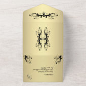Invitation Tout En Un Tri simple or et noir avec Mariage Rsvp (Dehors)