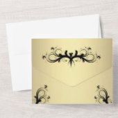 Invitation Tout En Un Tri simple or et noir avec Mariage Rsvp (Verso)