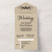 Invitation Tout En Un Tri Simple Sandstone Plié avec Mariage Rsvp (À l'intérieur)