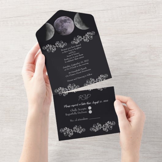 Invitation Tout En Un Triple déesse Lune Tous en un mariage Inviter (Déchirure)