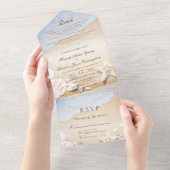 Invitation Tout En Un Tropical Beach Starfish and Shells Mariage (Déchirure)