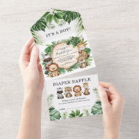 Tropical Jungle Safari Animaux Baby showers Garçon