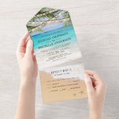 Invitation Tout En Un Tropical Palm Feuille Beach String Mariage (Déchirure)