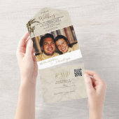 Invitation Tout En Un Tropical Palm Tree élégant Mariage rustique modern (Déchirure)