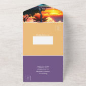 Invitation Tout En Un Tropical Sunset Beach QR Code Océan (Dehors)