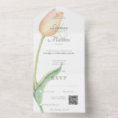Invitation Tout En Un Tulipe rose pâle Peach Code QR moderne (À l'intérieur)