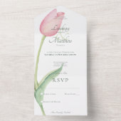 Invitation Tout En Un Tulipe rose vif Solo Moderne Sans Dîner (À l'intérieur)