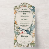 Invitation Tout En Un Tulipes d'aquarelle William Morris Mariage (À l'intérieur)