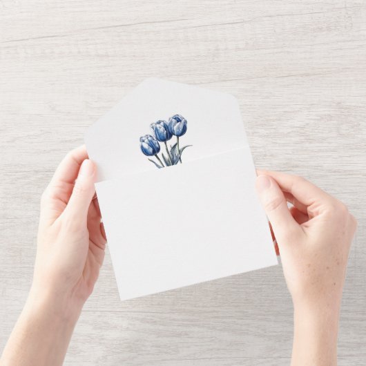 Invitation Tout En Un Tulipes en bleu Delft (Ouverture)