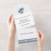 Invitation Tout En Un Tulipes en bleu Delft (Déchirure)