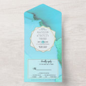 Invitation Tout En Un Turquoise Abstrait Merveilleux (À l'intérieur)