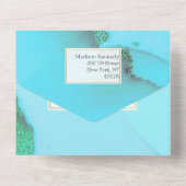Invitation Tout En Un Turquoise Abstrait Merveilleux (Verso)