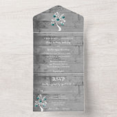 Invitation Tout En Un Turquoise arbre des coeurs en un mariage Invitatio (À l'intérieur)