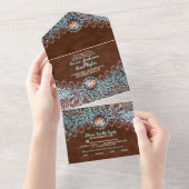 Invitation Tout En Un Turquoise Brown cowboy pays mariage ouest (Déchirure)