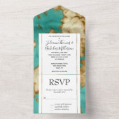Invitation Tout En Un Turquoise Brown Cream Animal Cowhide Western (À l'intérieur)