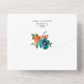 Invitation Tout En Un  Turquoise Burnt Orange rouille Floral Rustique Ma (Verso)